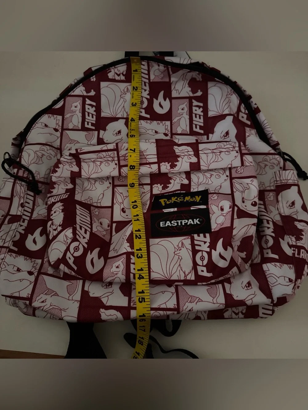 EASTPAK x Pokémon Graphic Print Backpack Red/White Zip Front Pocket Bottle